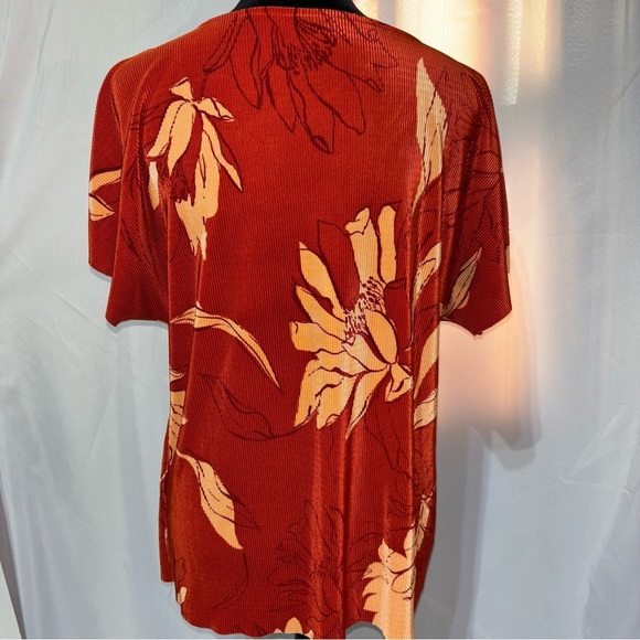Alfani Burnt Orange Large Floral Print Ribbed Top Size M - Picture 4 of 9